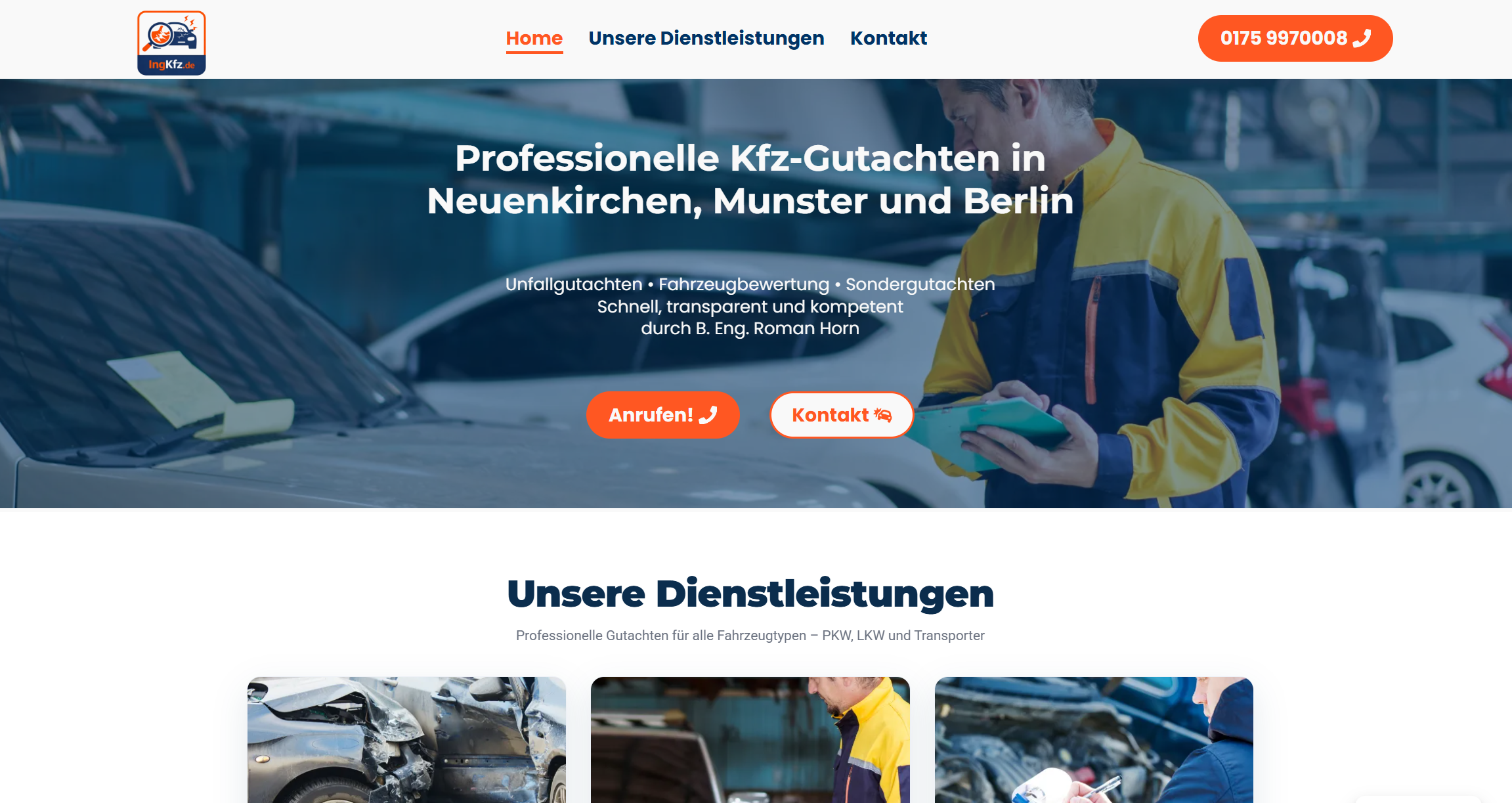 Website für ING KFZ-Werkstatt